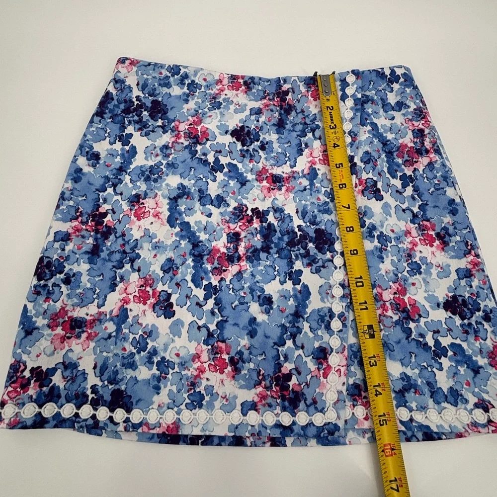 Crown & Ivy Blue and Pink Floral Mini Skirt